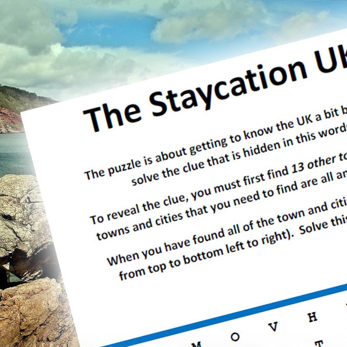 The staycation UK wordsearch